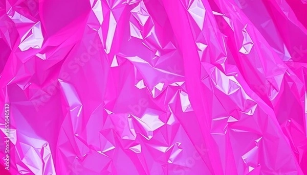 Fototapeta A crinkled, translucent pink plastic shopping bag, store, shiny