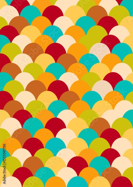 Fototapeta Colorful retro scallop pattern seamless background. abstract seamless pattern