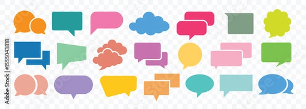Obraz Colorful communication speech bubbles collection. Black speech bubbles different shapes. chatting, message box. chat box or chat vector square and doodle icon. Speech bubbles set in retro style.