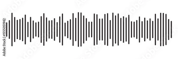 Fototapeta Black sound wave icon. Podcast soundwave line of voice. Record music player Icon. Mobile talk track. Sound waves for voice message. Audio wave icon.Waves of the equalizer. Voice message and sound 
