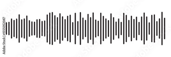 Fototapeta Black sound wave icon. Podcast soundwave line of voice. Record music player Icon. Mobile talk track. Sound waves for voice message. Audio wave icon.Waves of the equalizer. Voice message and sound 