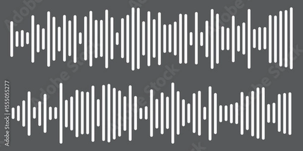 Fototapeta  White sound wave icon vector on black background. Podcast soundwave line of voice. Record music player Icon. Mobile talk track. Sound waves for voice message. Audio wave icon.Waves of the equalizer. 