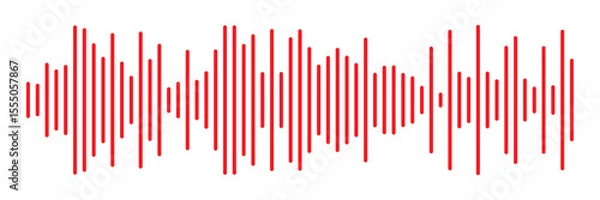 Fototapeta Red sound wave icon. Red Podcast soundwave line of voice. Record music player in red colour. Mobile talk track. Red Sound waves for voice message. Audio wave icon.Waves of the equalizer. 