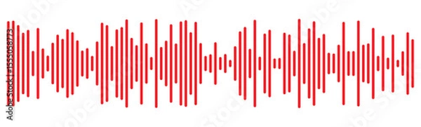 Fototapeta Red sound wave icon. Red Podcast soundwave line of voice. Record music player in red colour. Mobile talk track. Red Sound waves for voice message. Audio wave icon.Waves of the equalizer. 