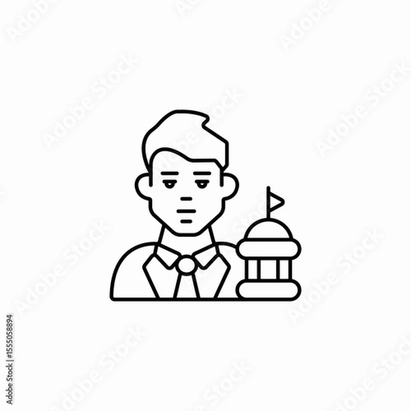 Obraz man government building icon sign vector