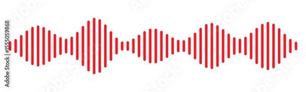 Fototapeta Red sound wave icon. Red Podcast soundwave line of voice. Record music player in red colour. Mobile talk track. Red Sound waves for voice message. Audio wave icon.Waves of the equalizer. 