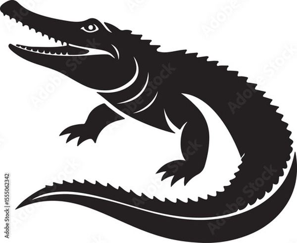 Fototapeta Black color vector illustration of a crocodile