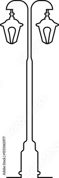 Obraz Continuous one line illustration of a street lantern, isolated on transparent background. Vector Illustration
