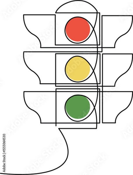 Obraz Continuous one line drawing Red traffic light  - Single line vector illustration