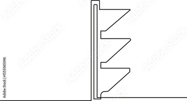 Obraz Continuous One Line Vector Illustration of Traffic Light from Right Side View – Minimalist Outline Design with Red, Yellow, and Green Signals for Urban Street Safety and Transportation Concepts
