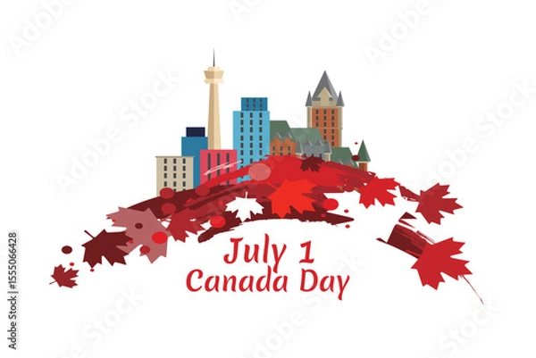 Fototapeta Happy Canada Day. Vector Illustration. Suitable for greeting card, poster and banner.
