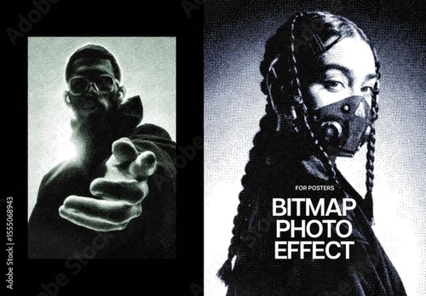 Obraz Dithering Bitmap Poster Photo Effect Mockup