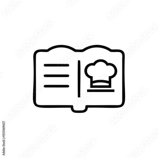 Fototapeta Handdrawn open cookbook with chef hat icon on background recipe cooking