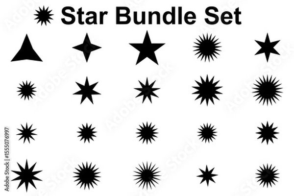 Fototapeta Black Star Bundle Set Various Shapes Sizes Graphic Design Elements stars