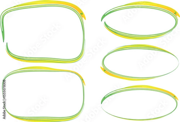 Fototapeta light green yellow color decorative abstract outline frames set