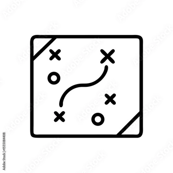 Obraz Black and White Strategy Map Icon – Minimalist Outline Vector of Game Plan or Tactical Planning Board with Path Arrows and Position Markers for Business Strategy, Sports Playbook, and Goal Planning Us