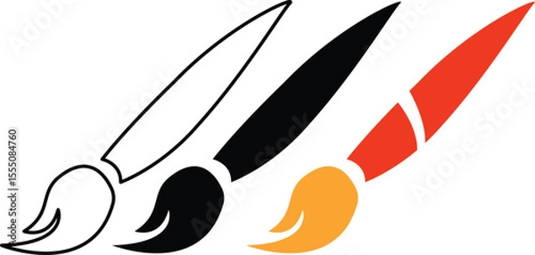 Obraz Artistic brush vector icon. Paint, drawing symbol set on white background. eps10, Vector Illustration