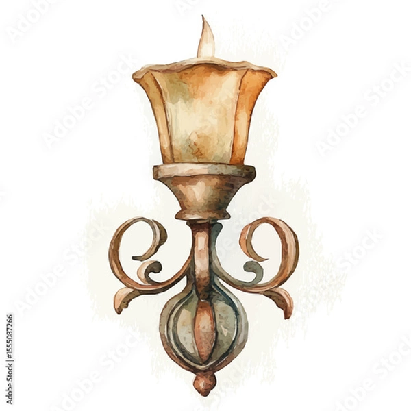 Fototapeta Wall Sconce, watercolor painting vector, isolated on a white background.