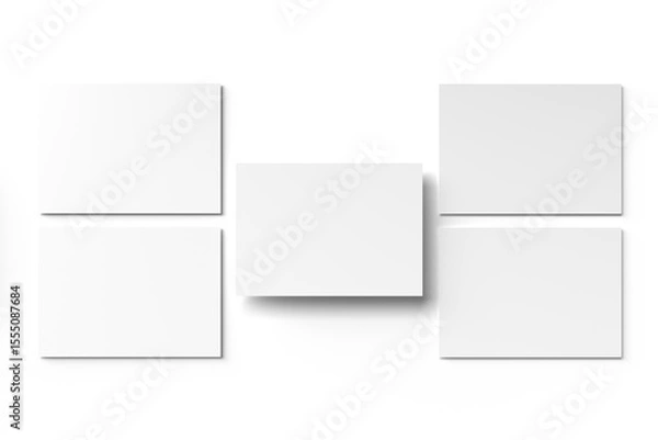 Fototapeta Postcard isolated on whitw background. White business card mock-up for graphic designer presentation and portfolio
