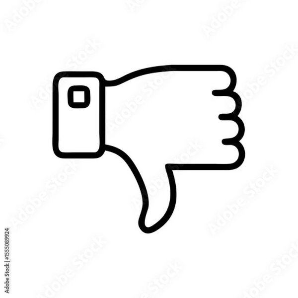 Obraz Black and White Thumbs Down Icon – Minimalist Outline Vector Symbol for Dislike, Negative Feedback, Downvote, Rejection, or Unfavorable Opinion in Social Media, Reviews, and Online Interactions"