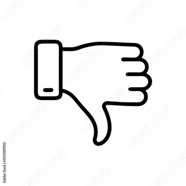 Obraz Black and White Thumbs Down Icon – Minimalist Outline Vector Symbol for Dislike, Negative Feedback, Downvote, Rejection, or Unfavorable Opinion in Social Media, Reviews, and Online Interactions"