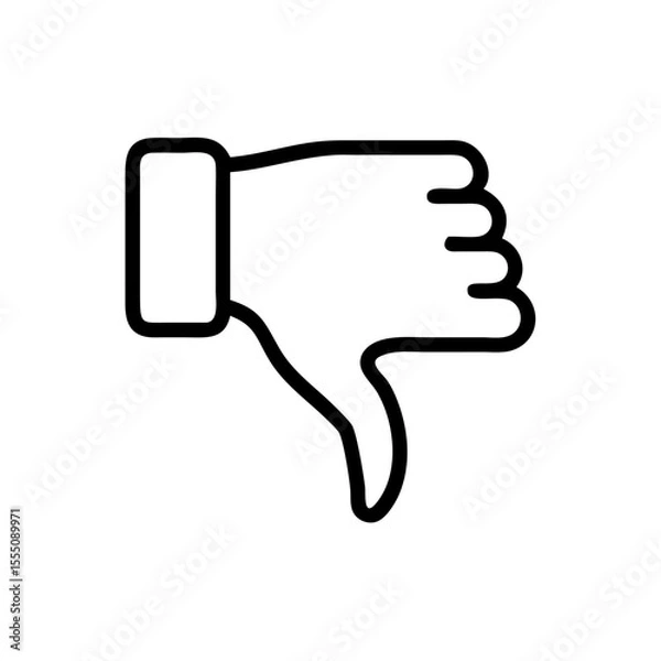 Obraz Black and White Thumbs Down Icon – Minimalist Outline Vector Symbol for Dislike, Negative Feedback, Downvote, Rejection, or Unfavorable Opinion in Social Media, Reviews, and Online Interactions"