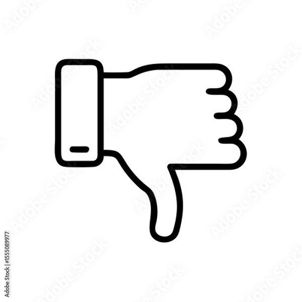 Obraz Black and White Thumbs Down Icon – Minimalist Outline Vector Symbol for Dislike, Negative Feedback, Downvote, Rejection, or Unfavorable Opinion in Social Media, Reviews, and Online Interactions"