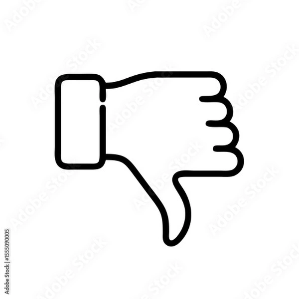 Obraz Black and White Thumbs Down Icon – Minimalist Outline Vector Symbol for Dislike, Negative Feedback, Downvote, Rejection, or Unfavorable Opinion in Social Media, Reviews, and Online Interactions"