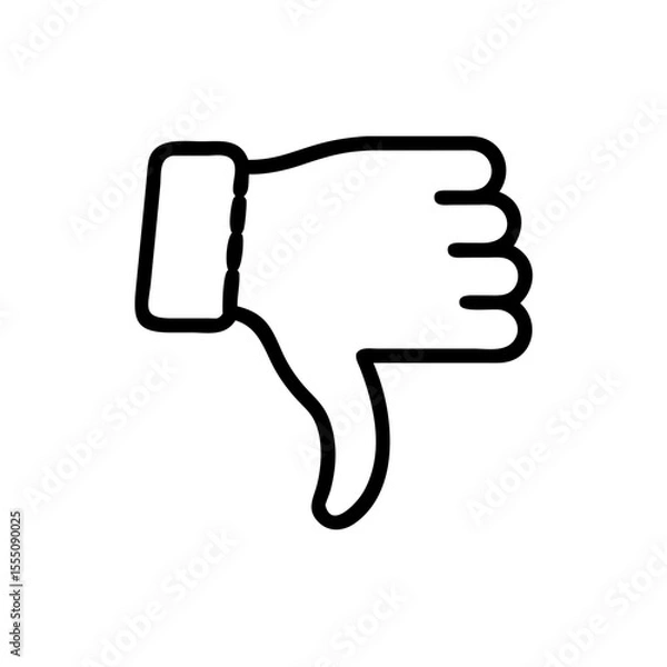 Obraz Black and White Thumbs Down Icon – Minimalist Outline Vector Symbol for Dislike, Negative Feedback, Downvote, Rejection, or Unfavorable Opinion in Social Media, Reviews, and Online Interactions"
