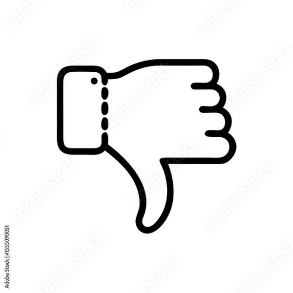 Obraz Black and White Thumbs Down Icon – Minimalist Outline Vector Symbol for Dislike, Negative Feedback, Downvote, Rejection, or Unfavorable Opinion in Social Media, Reviews, and Online Interactions"