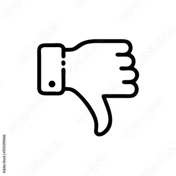 Obraz Black and White Thumbs Down Icon – Minimalist Outline Vector Symbol for Dislike, Negative Feedback, Downvote, Rejection, or Unfavorable Opinion in Social Media, Reviews, and Online Interactions"