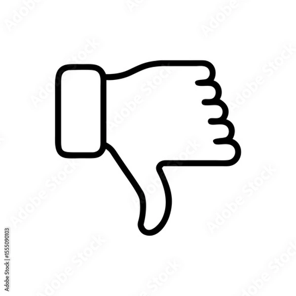 Obraz Black and White Thumbs Down Icon – Minimalist Outline Vector Symbol for Dislike, Negative Feedback, Downvote, Rejection, or Unfavorable Opinion in Social Media, Reviews, and Online Interactions"