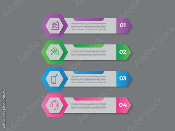 Fototapeta Business infographics template. timeline with 4 steps, options. can be used for workflow diagram, info chart, web design. vector illustration.