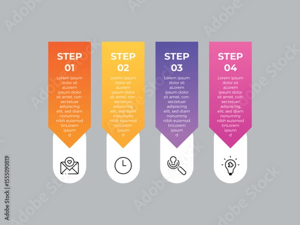 Fototapeta infographic vector illustration with 4 steps, infographic template design. Can be used for process diagrams, presentations, workflows.
