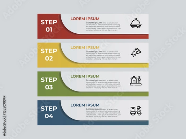 Fototapeta Charity and Donation Infographic Template. Line Icons Design with Numbers 4 Options or Steps. Infographic Design for Workflow Layout, Diagram, Annual Report, Web Design etc.