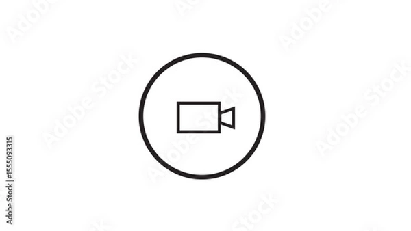 Fototapeta Black circle recorder camera icon logo design,video camera icon on white back background.