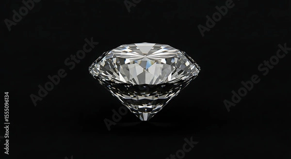 Obraz Luxury Shining Diamond on Black Background – High Resolution, Brilliant Cut Diamond with Sparkle and Light Reflections.