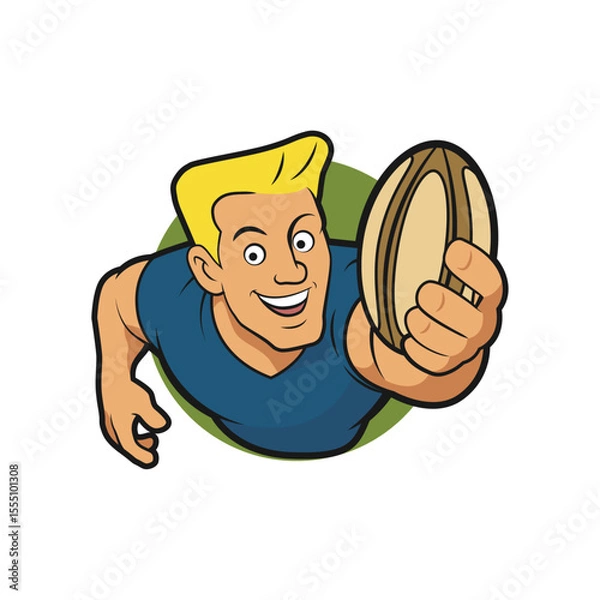 Obraz Rugby player with the ball icon