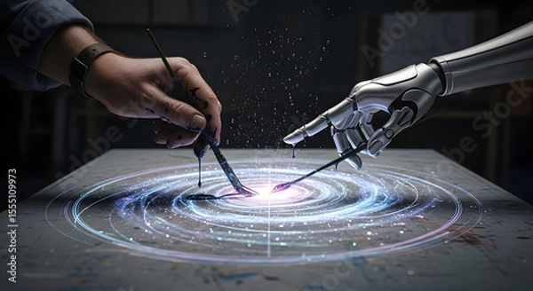 Obraz Man's hands wash dishes and load a washing machine, embodying the rhythm of kitchen life with water, food, and the faint hum of music