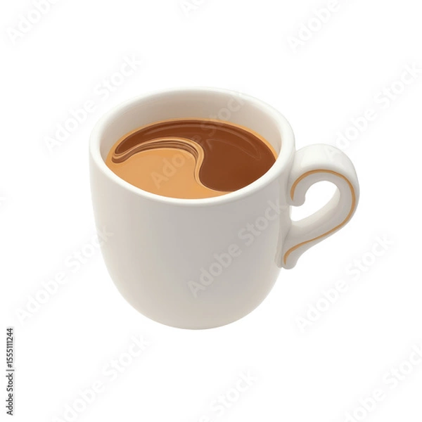 Obraz Abstract Coffee Cup Emoji Floating on White