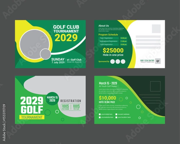 Obraz Golf Event Flyer a Postcard Bundle. Golf Flyer Bundle Sporting Event Postcard Templates