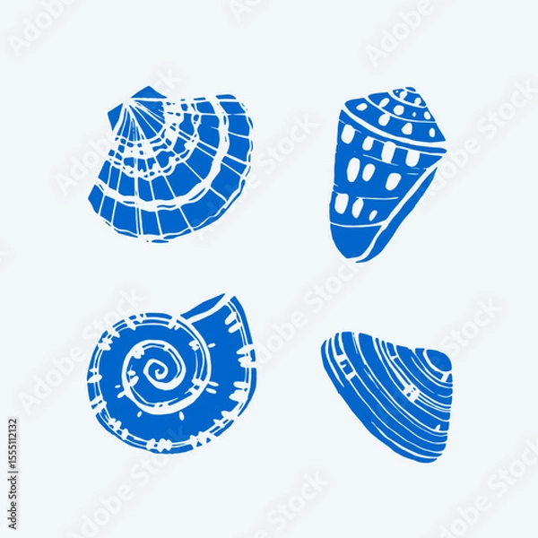 Obraz Seashell illustration. Contour vector illustration for packaging, corporate identity, labels, postcards and pattern.