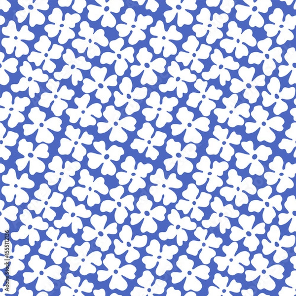 Obraz Seamless flower pattern. Geometric stylized flowers in groovy naive style. Floral botanic hand drawn design templates. 60s and 70s Retro style.