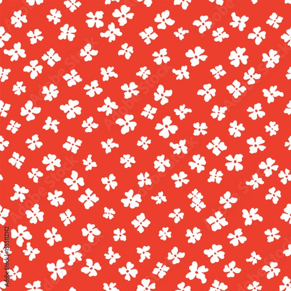 Obraz Seamless flower pattern. Geometric stylized flowers in groovy naive style. 60s and 70s Retro style.