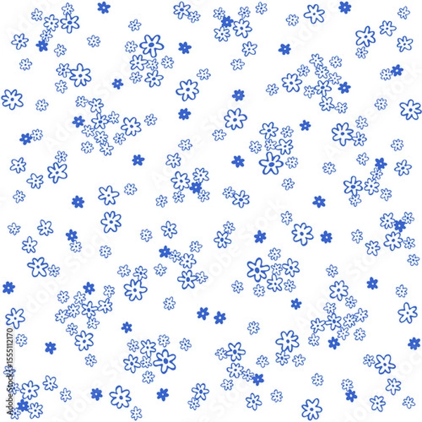 Obraz Seamless simple flower pattern. Geometric stylized flowers in groovy naive style. Floral botanic hand drawn design templates.