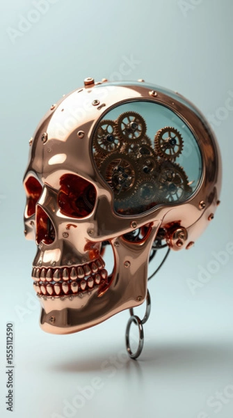 Fototapeta Transparent Skull with Brain — Detailed 3D Medical Visualization of Human Skull and Brain Anatomy