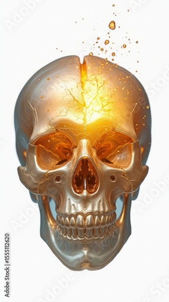 Fototapeta Transparent Skull with Brain — Detailed 3D Medical Visualization of Human Skull and Brain Anatomy