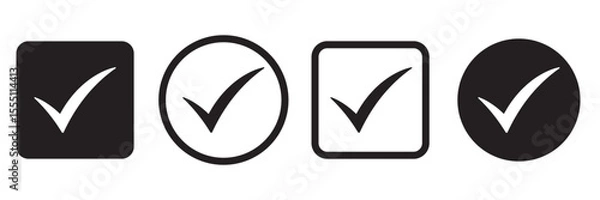 Fototapeta  Check box icon with correct, accept checkmark icons tick box checked. Approve symbol. Check mark icon vector design. black check mark icon. black tick symbol. Vector check icon
