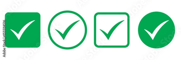 Fototapeta Check box icon with correct, accept checkmark icons, tick box checked. Approve symbol. Check mark icon vector design. Green check mark icon. Green tick symbol. Vector check icon
