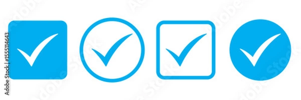 Fototapeta Check box icon with correct, accept checkmark icons tick box checked. Approve symbol. Check mark icon vector design. Blue check mark icon. Blue tick symbol. Vector check icon
